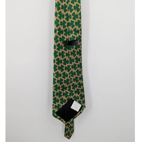 Fun & Festive Green and Gold Clover Themed St. Paddy's Day Tie St Patrick's Day - Picture 3 of 4